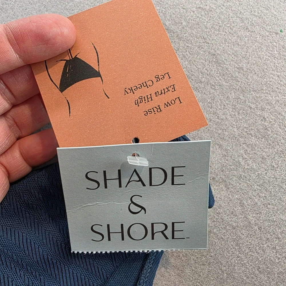 Shade & Shore XL Teal Blue Low Rise Extra High Leg Cheeky Swimsuit Bottom‎ NEW